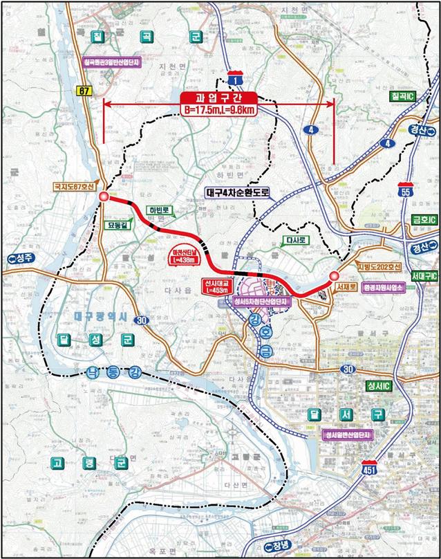 다사~왜관 광역도로 위치도