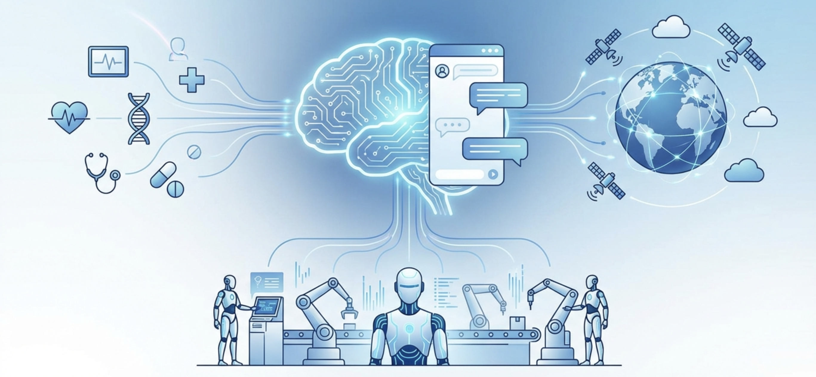 AI 기술이 헬스케어, 로봇공학, 글로벌 비즈니스 등 다양한 분야로 확장되며 실용화 단계에 진입하고 있습니다