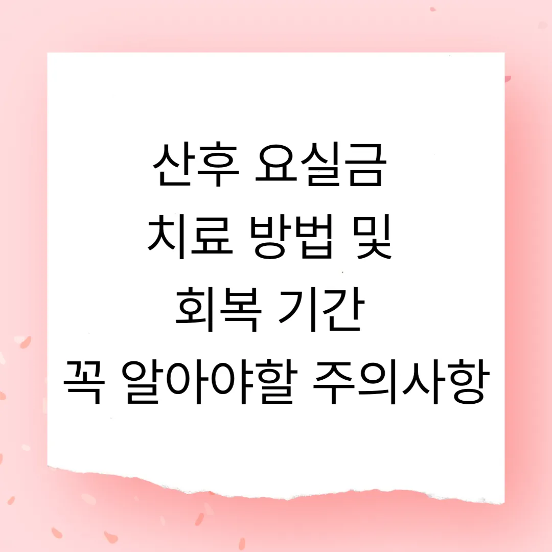 산후 요실금 치료 방법 및 회복 기간 꼭 알아야할 주의사항