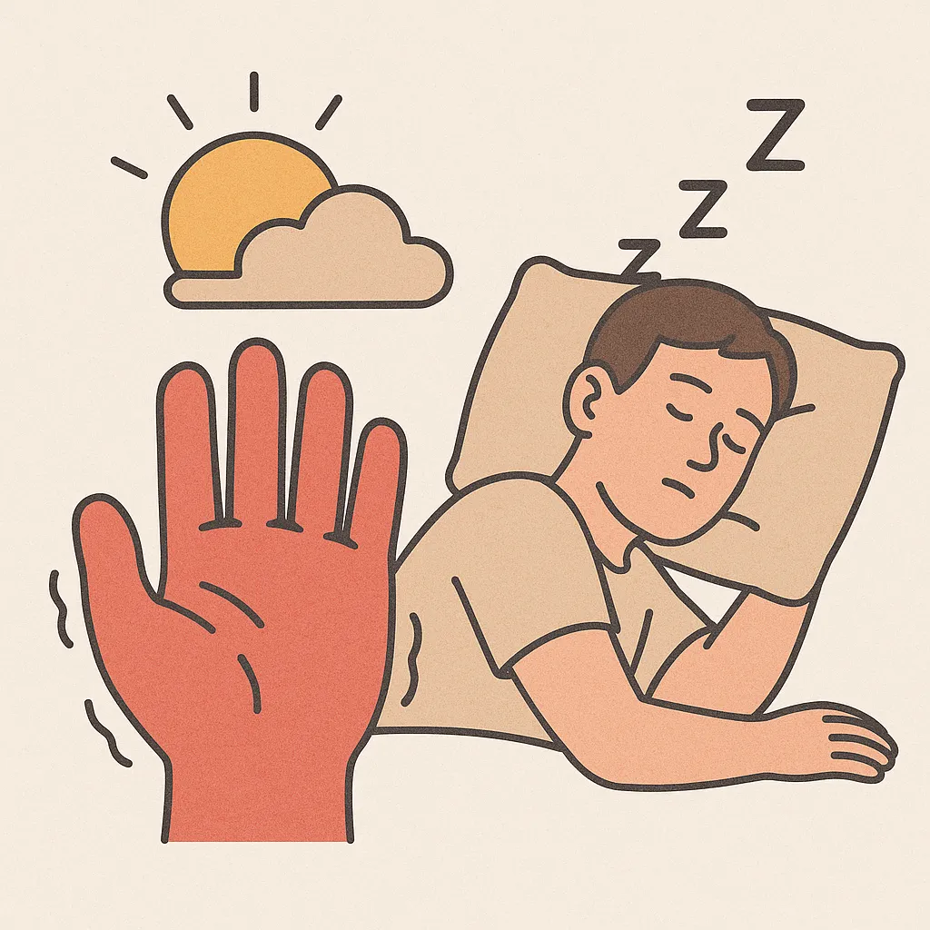 아침에-손이-붓는-이유를-표현한-일러스트-이미지로-수면-자세와-혈액순환-문제를-연상시키는-상징적-묘사