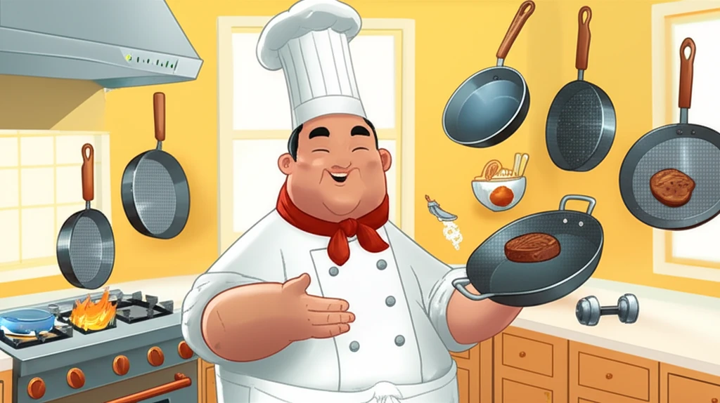 기름기 없는 요리를 위한 프라이팬 선..