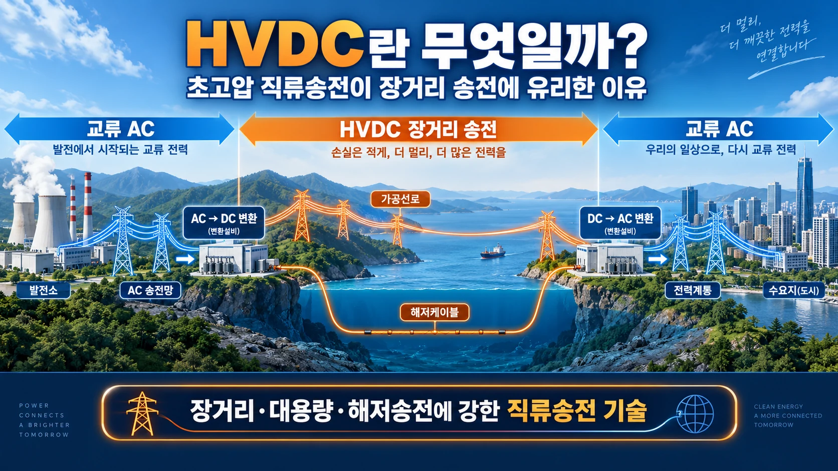 HVDC 초고압 직류송전의 개념과 장거리 해저송전 구조