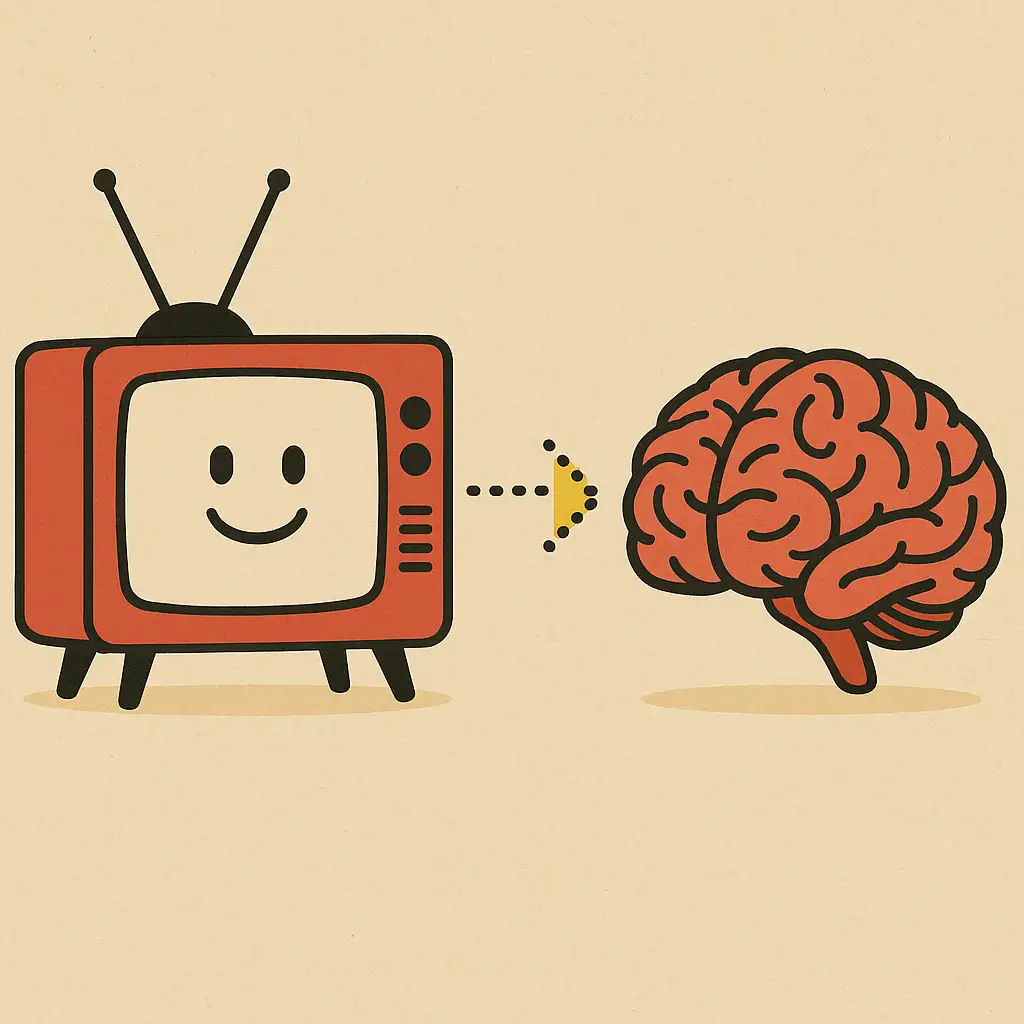 광고-화면에서-사람의-뇌로-연결되는-화살표를-통해-감정과-기억이-어떻게-작용하는지를-상징적으로-표현한-이미지