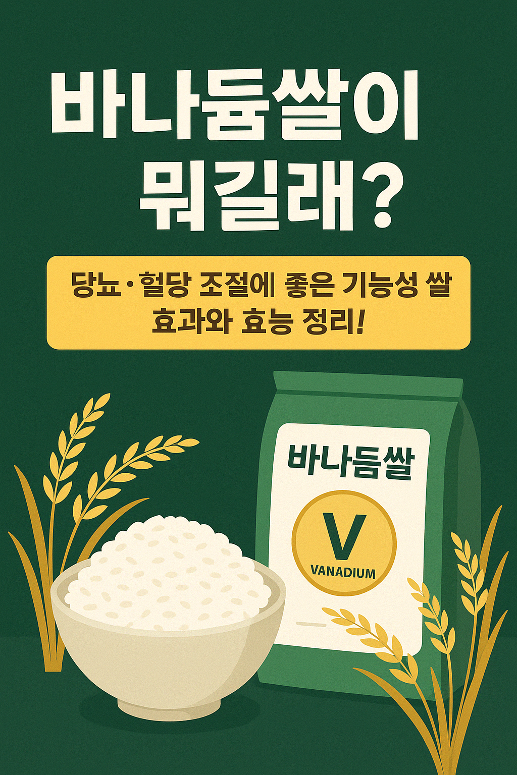 바나듐쌀이 뭐길래? 당뇨와 혈당 관리에 좋은 기능성 쌀 홍보 일러스트