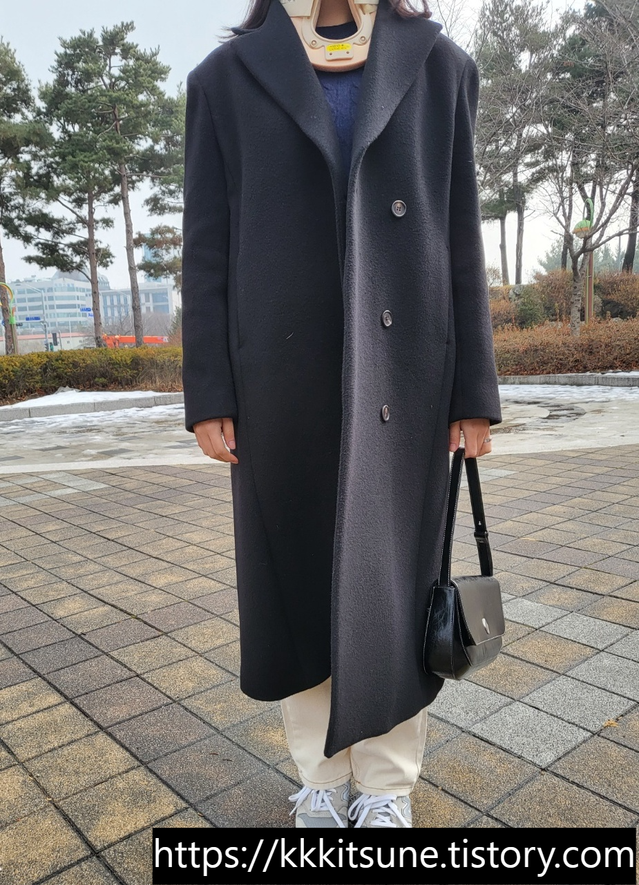 파사드패턴 캐시미어 미니멀 코트 블랙 최근 착용샷 정확한 앞면