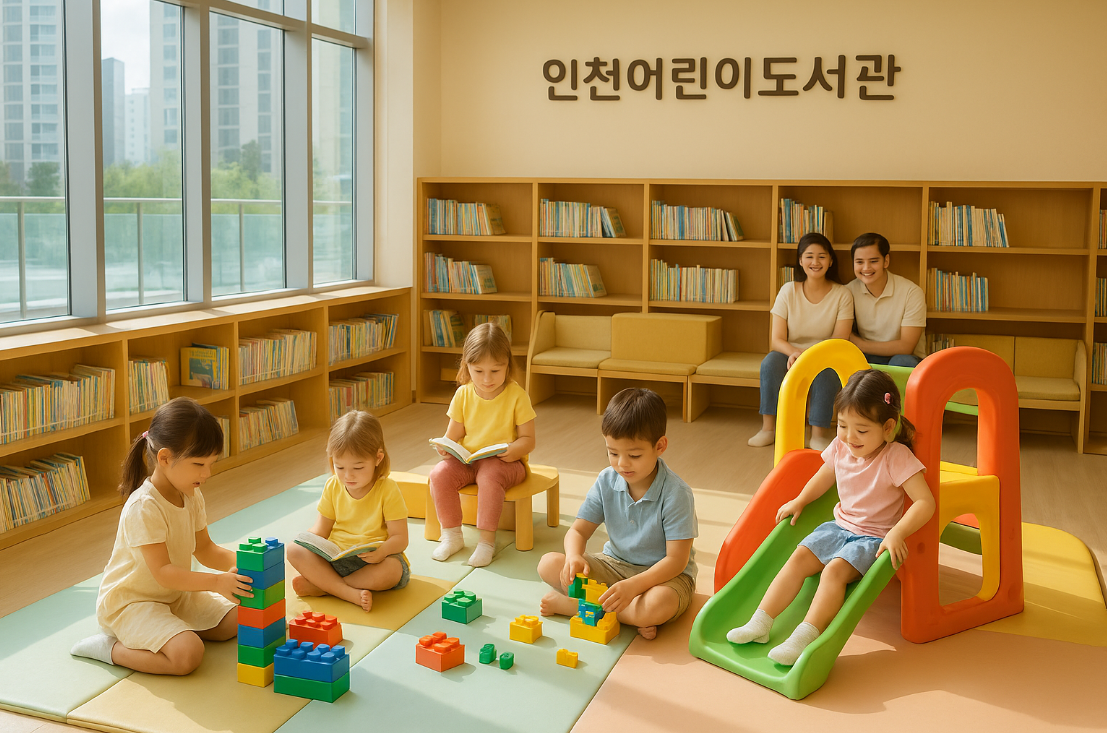 인천 어린이 도서관에 있는 아이들