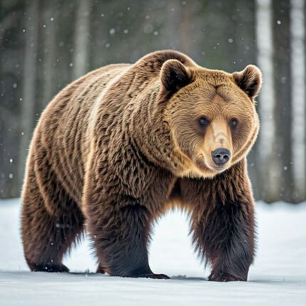 갈색의-집체만한-북극곰이-하얀-눈위를-서서히-거닐고있는-모습