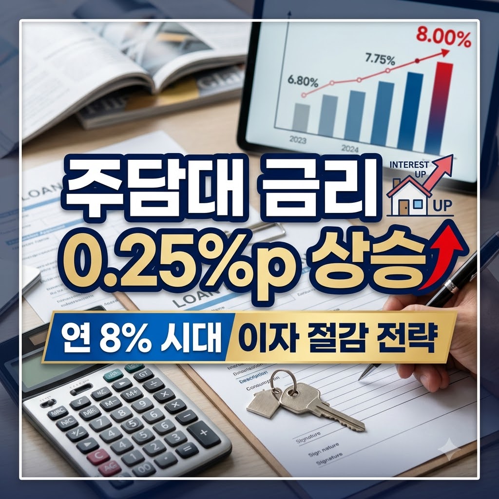 주담대 금리 0.25%p 상승 영향 및 이자 절감 전략