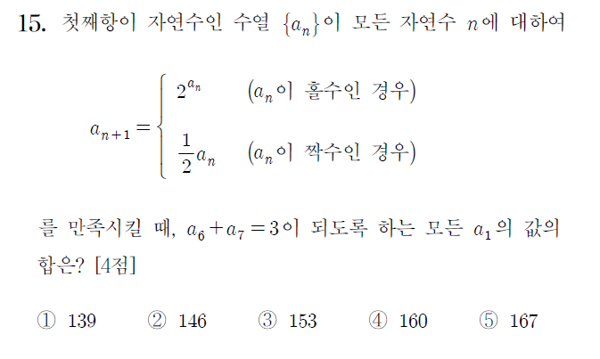 2024학년도 고3 수능 수학 15번 문제