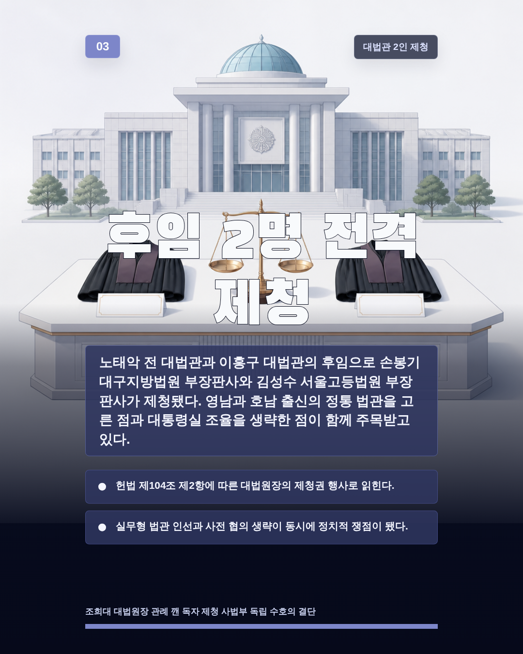 후임 2명 전격 제청