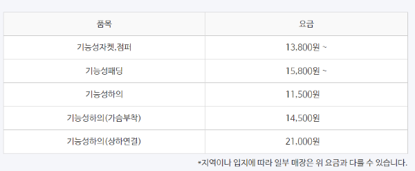 크린토피아 세탁가격