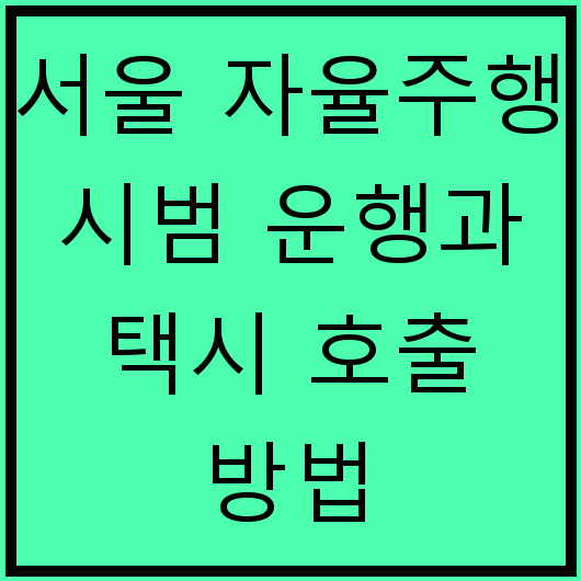 서울 자율주행 시범 운행과 택시 호출 방법