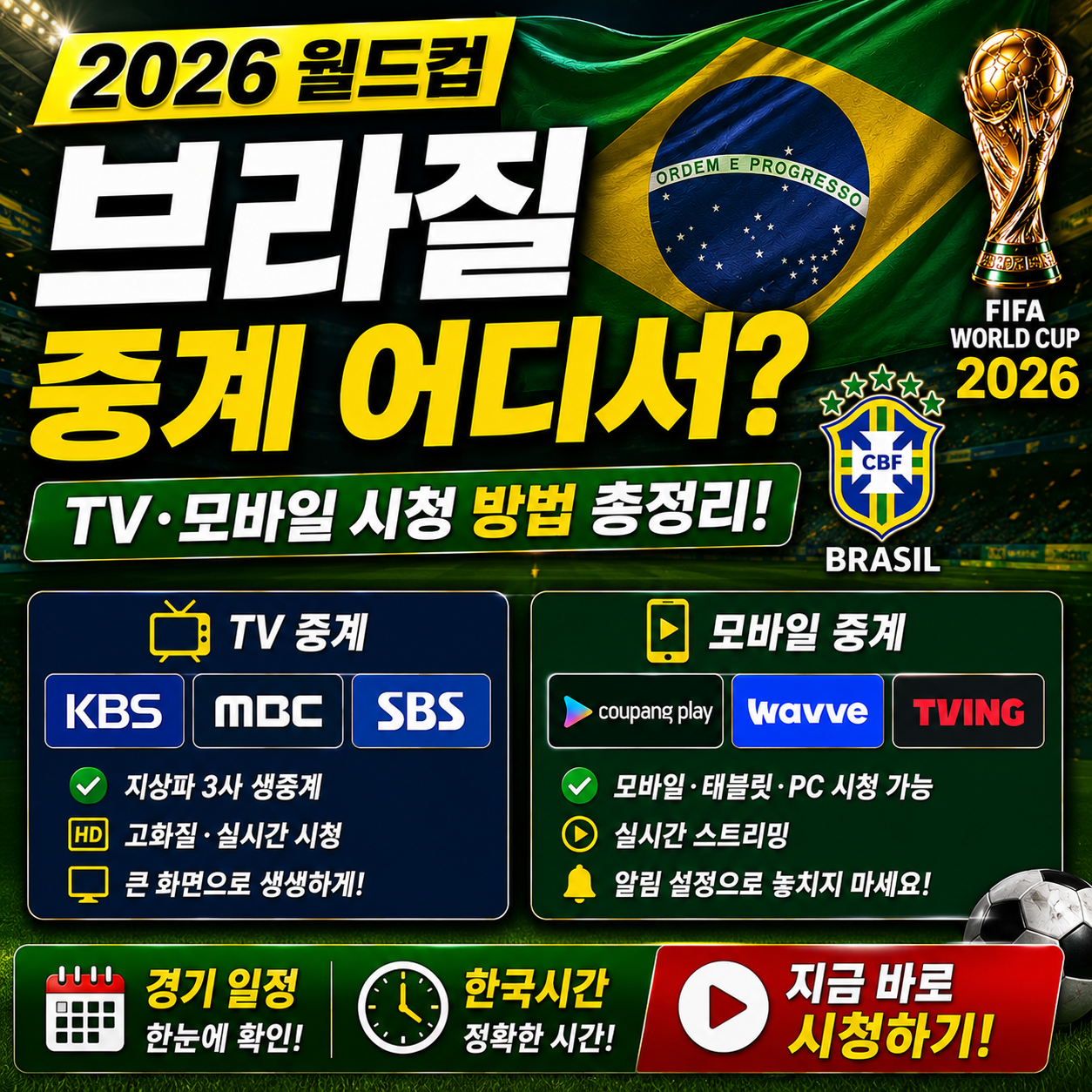 브라질 월드컵 중계 어디서 보나 TV 모바일 보는 법