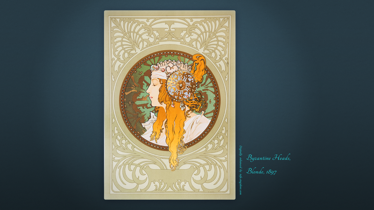05 비잔틴 헤드, 블론드 C - Byzantine Heads, Blonde, 1897 알폰스무하배경화면