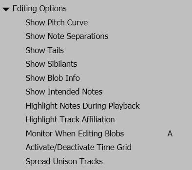 Editing Options