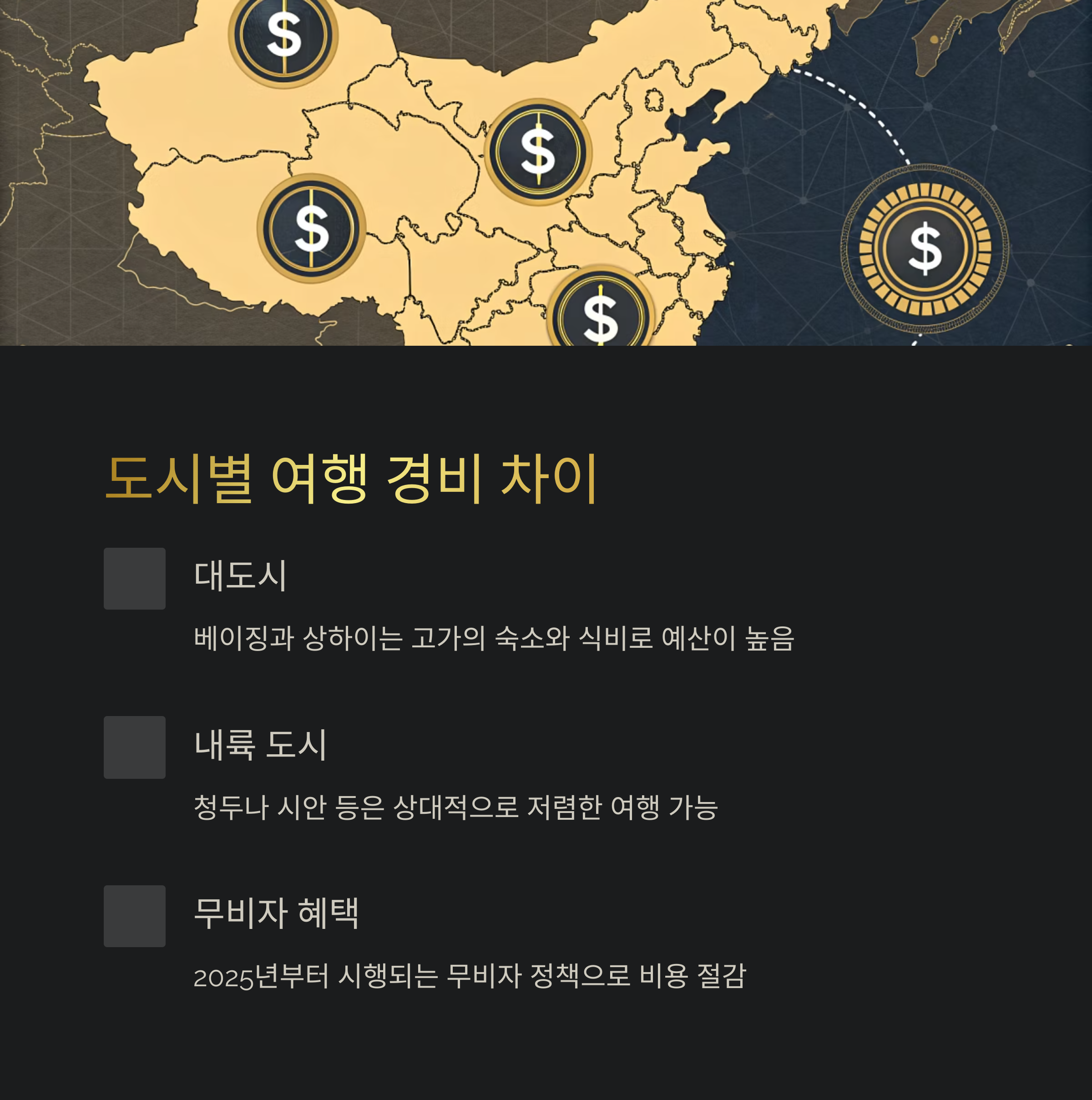 도시별 여행 경비 차이