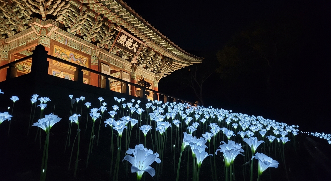 은은한-조명-아래-빛나는-우담바라-꽃