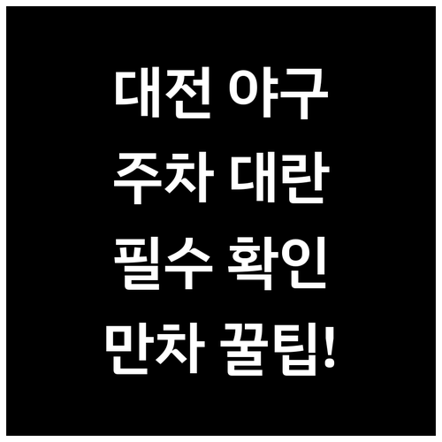 야구 관람 전 필수 확인 대전 주차장..