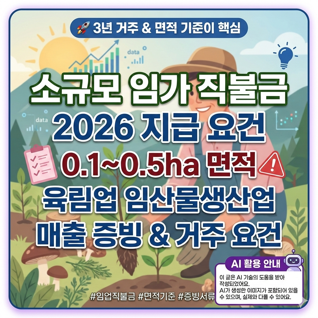 소규모 임가 직불금 2026 지급 요건 및 육림업 면적 기준