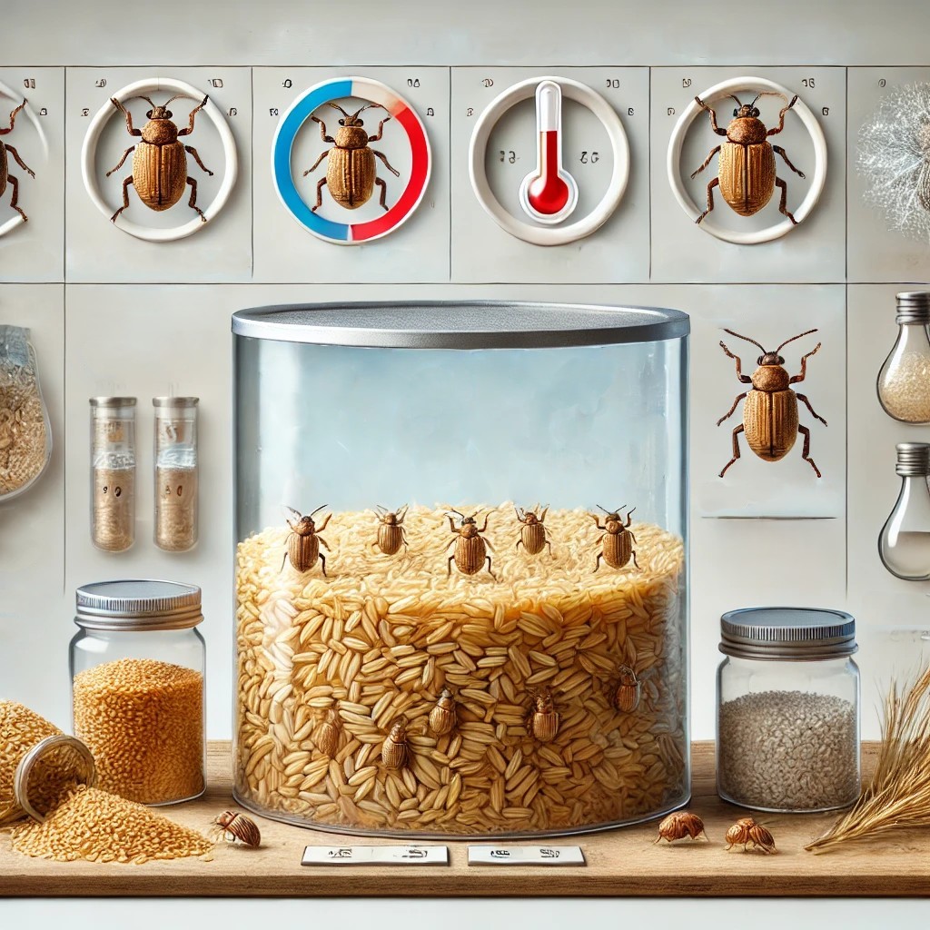 기온과 습도에 따른 쌀바구미를 나타내는 사진