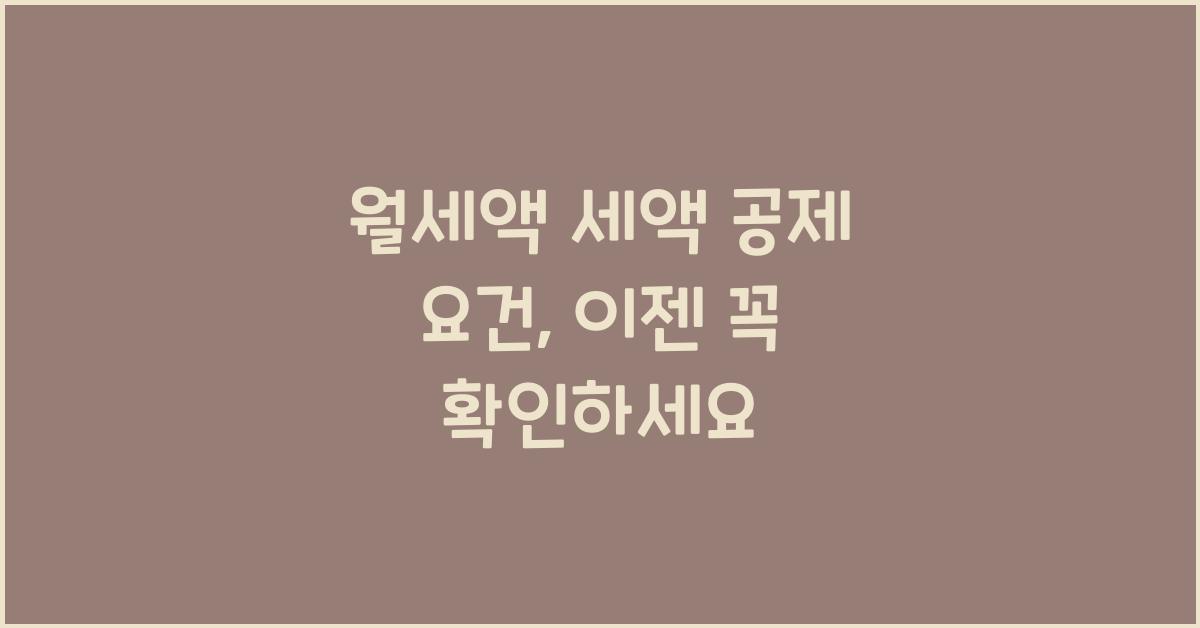 월세액 세액 공제 요건