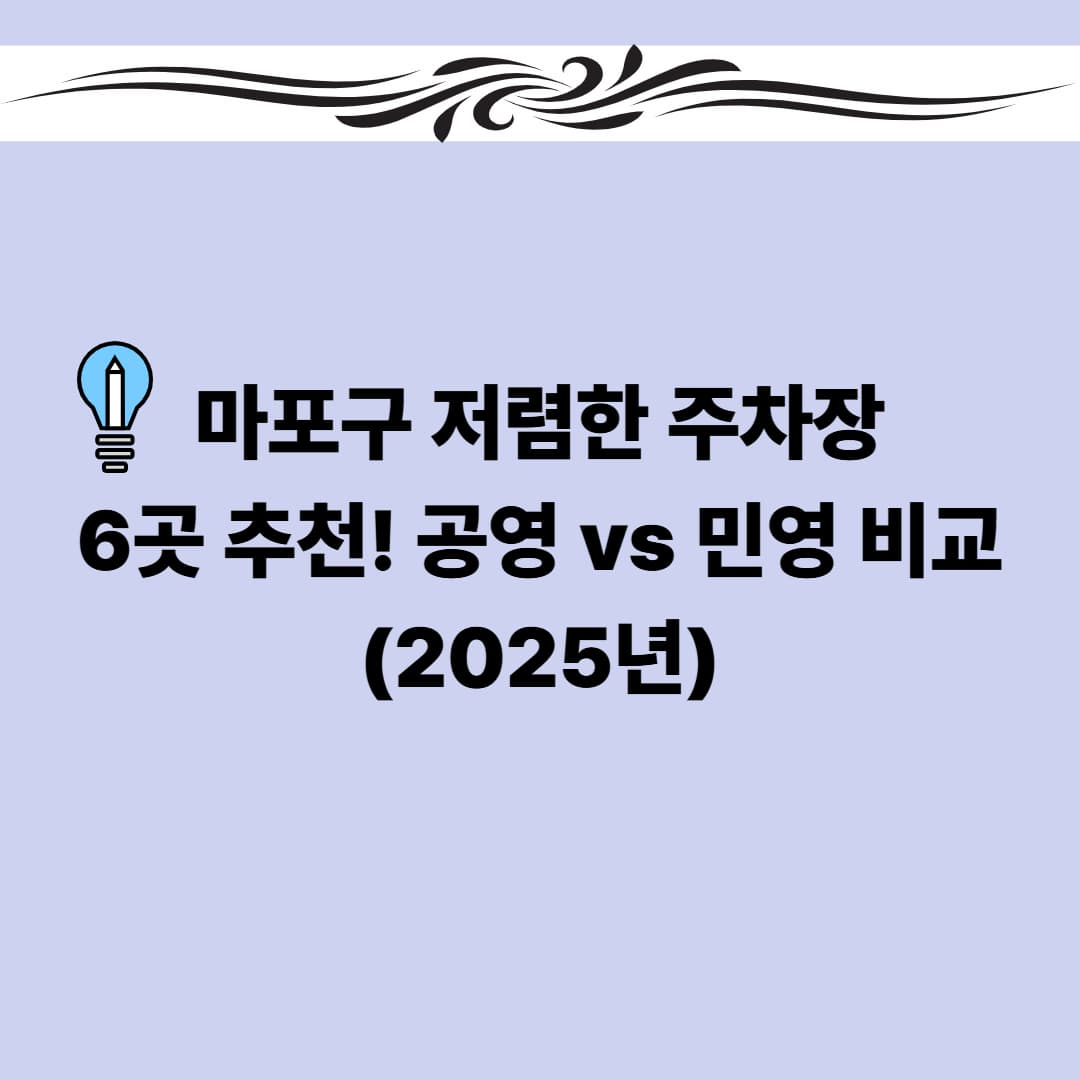 서울 마포구 저렴한 주차장 추천! 공영 vs 민영 비교(2025년)