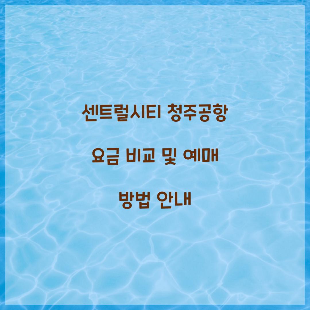 센트럴시티 청주공항 요금