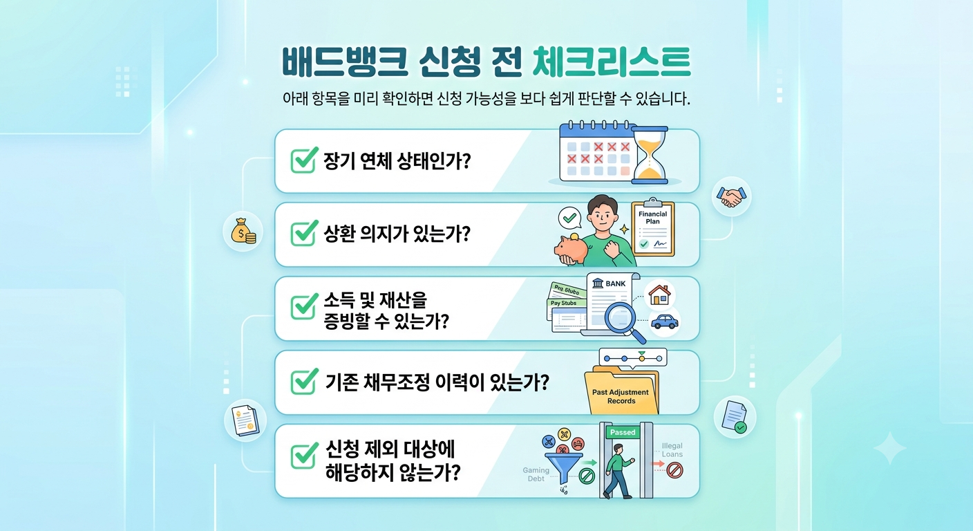 배드뱅크 신청 전 체크리스트