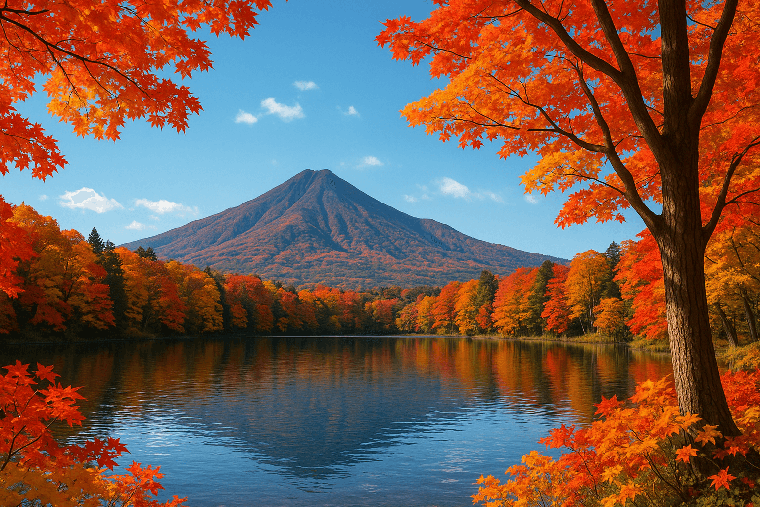 홋카이도 가을 단풍 풍경