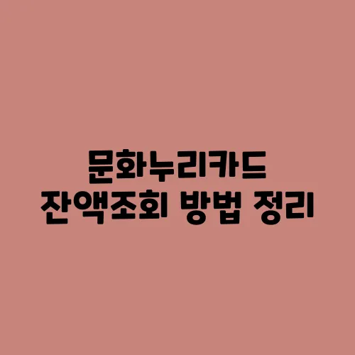 문화누리카드 잔액조회 방법 정리