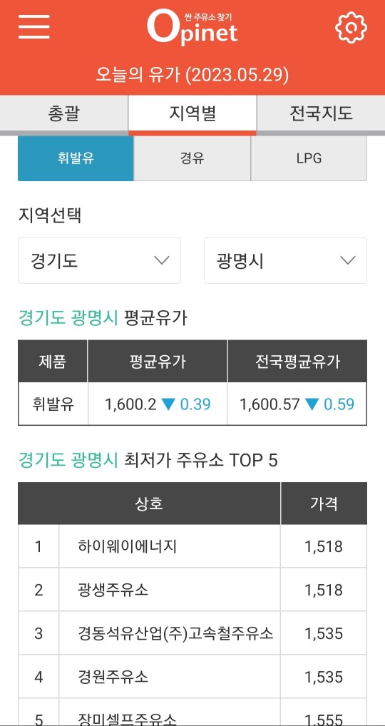근처 주유소