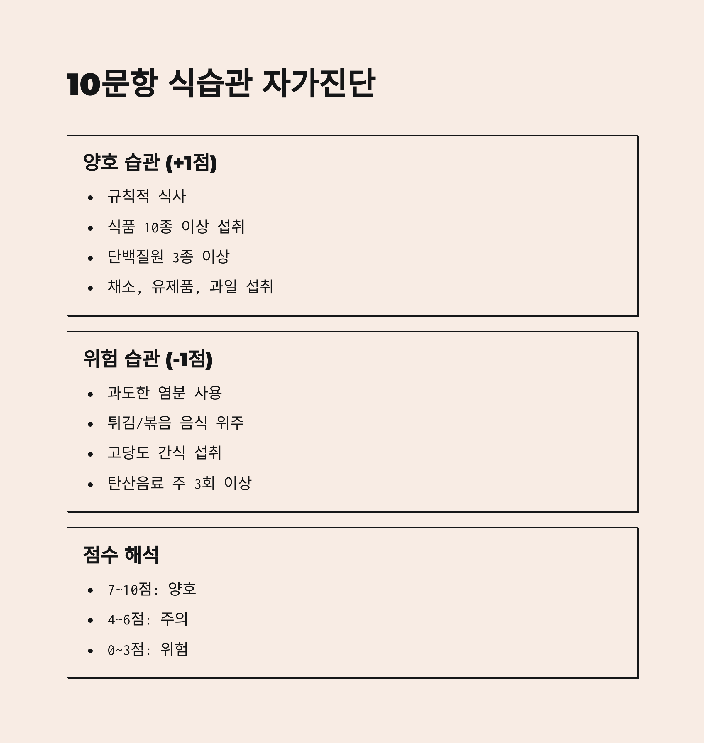10문항 식습관 자가진단