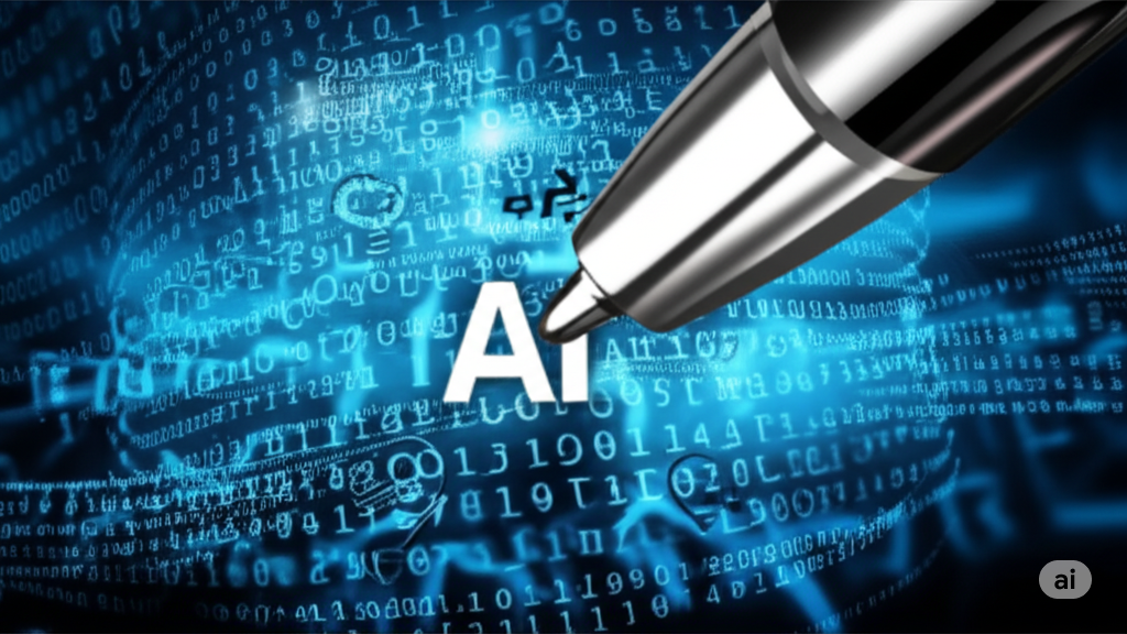 AI를 활용한 글쓰기를 형상화한 이미지