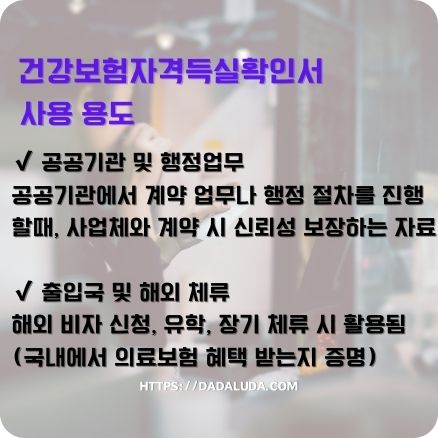 건강보험자격득실확인서 사용 용도, 발급방법