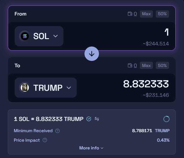 Raydium 에서 거래 예시