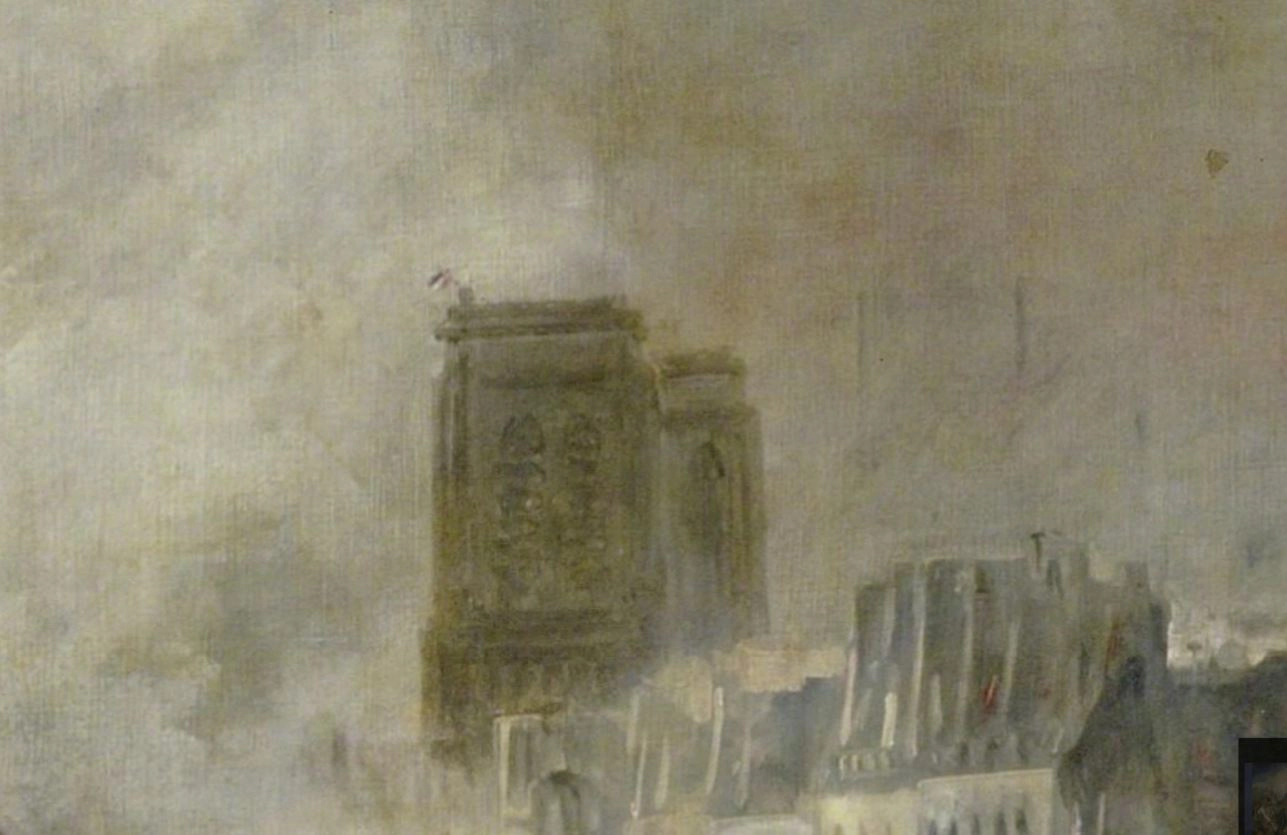 노틀담 사원의 꼭대기에도 삼색기가 날리고 있다는 것을 보여주는 이미지입니다.