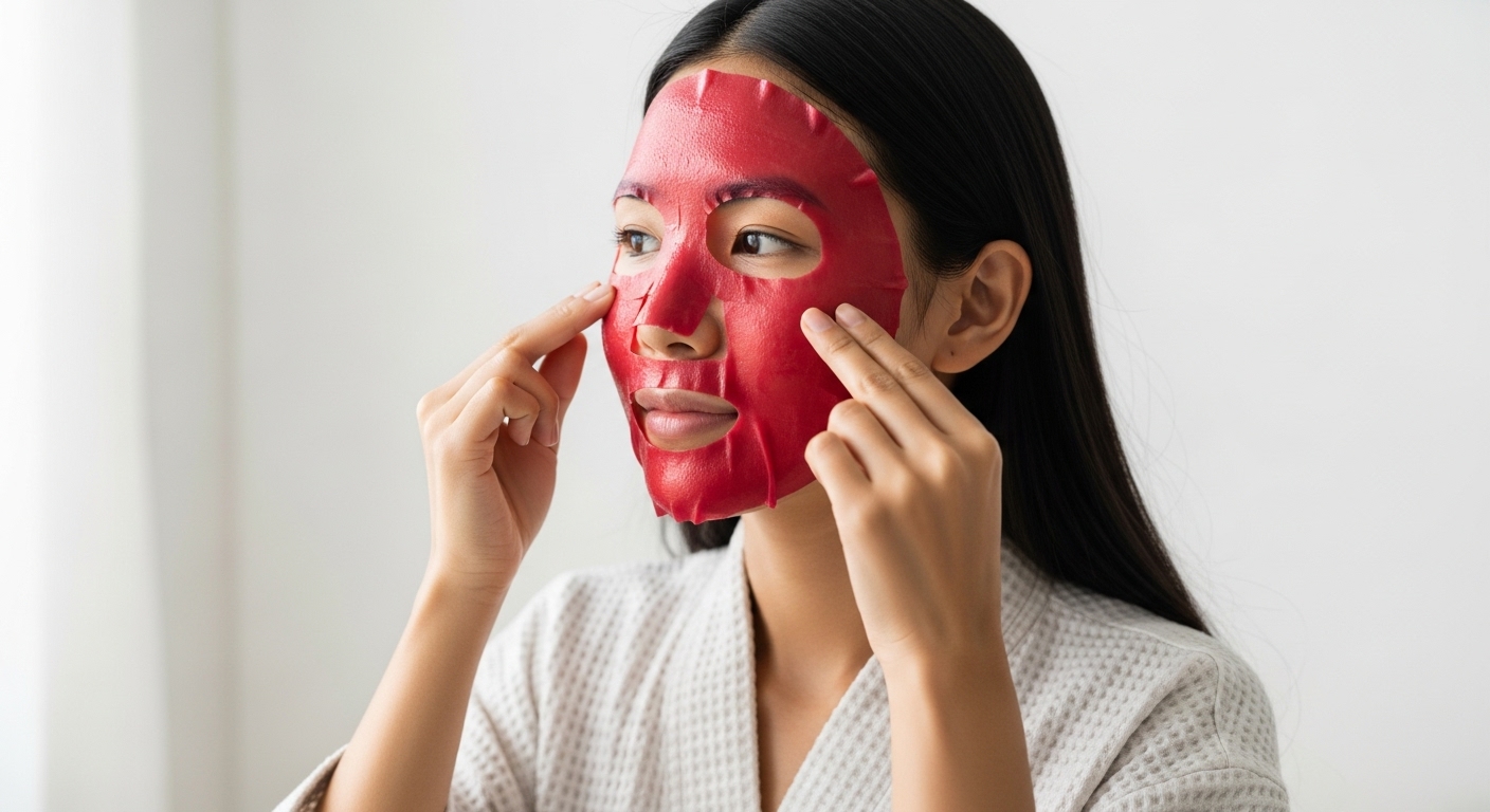 팩을 하는 여성