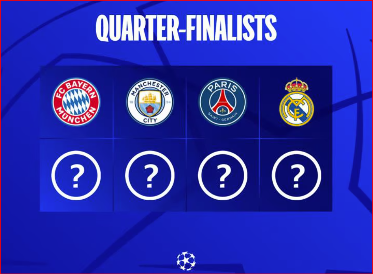 23-24시즌 UEFA 챔피언스리그 8강 진출 클럽 및 조추첨 일정