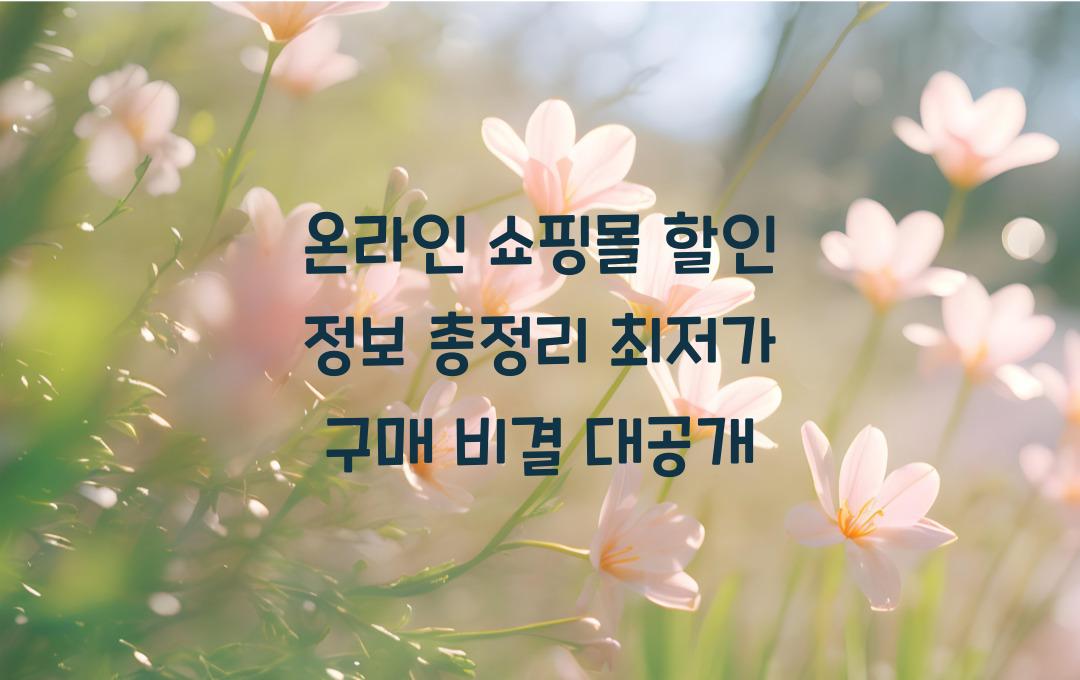  온라인 쇼핑몰 할인 정보 총정리, 최저가로 구매하는 비결