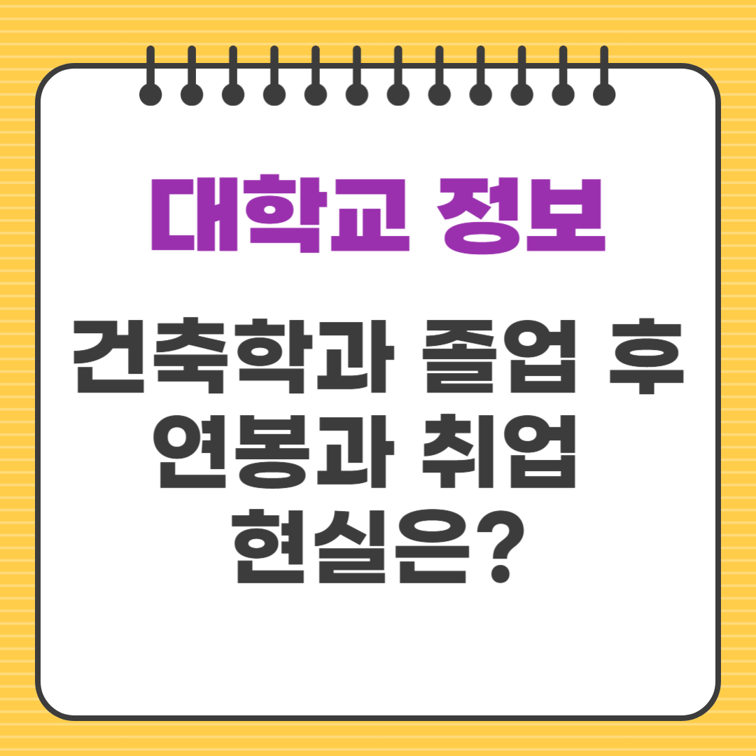 건축학과 졸업 후 연봉과 취업 현실은?