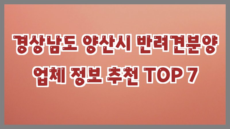 경상남도 양산시 반려견분양