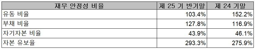오킨스전자 - 재무 안정성 비율