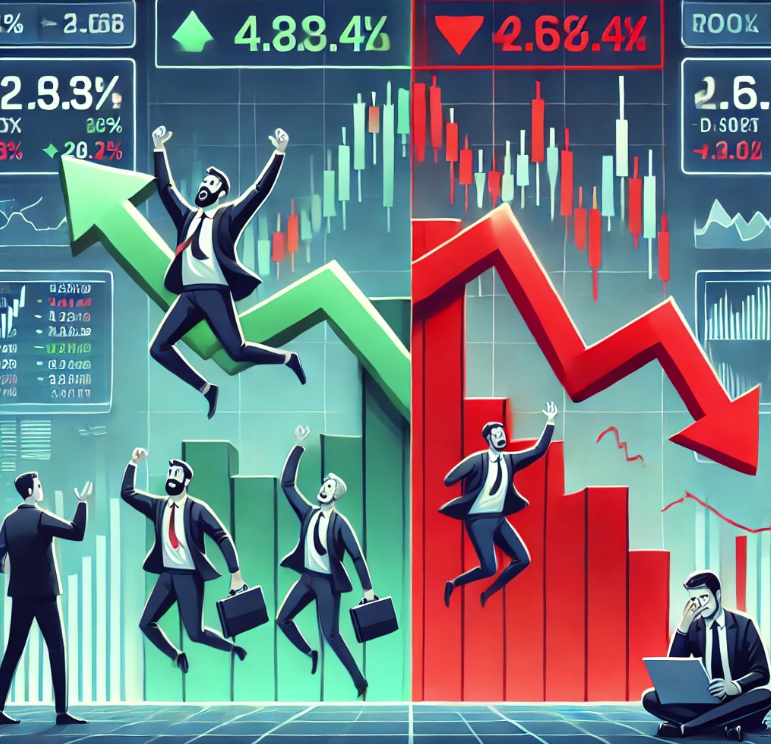 코스피 상승과 하락 이미지