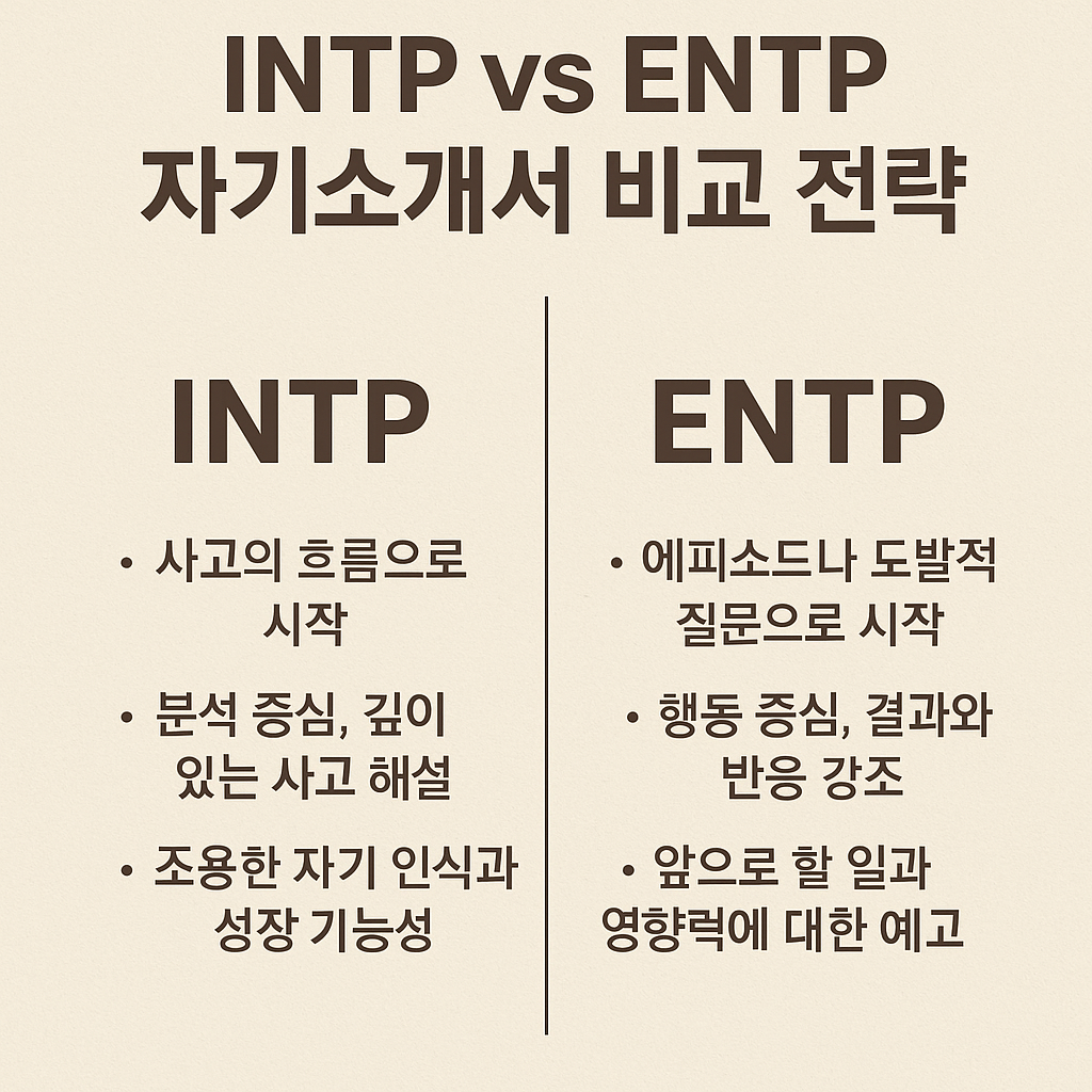 INTP vs ENTP 자기소개서 비교 전략