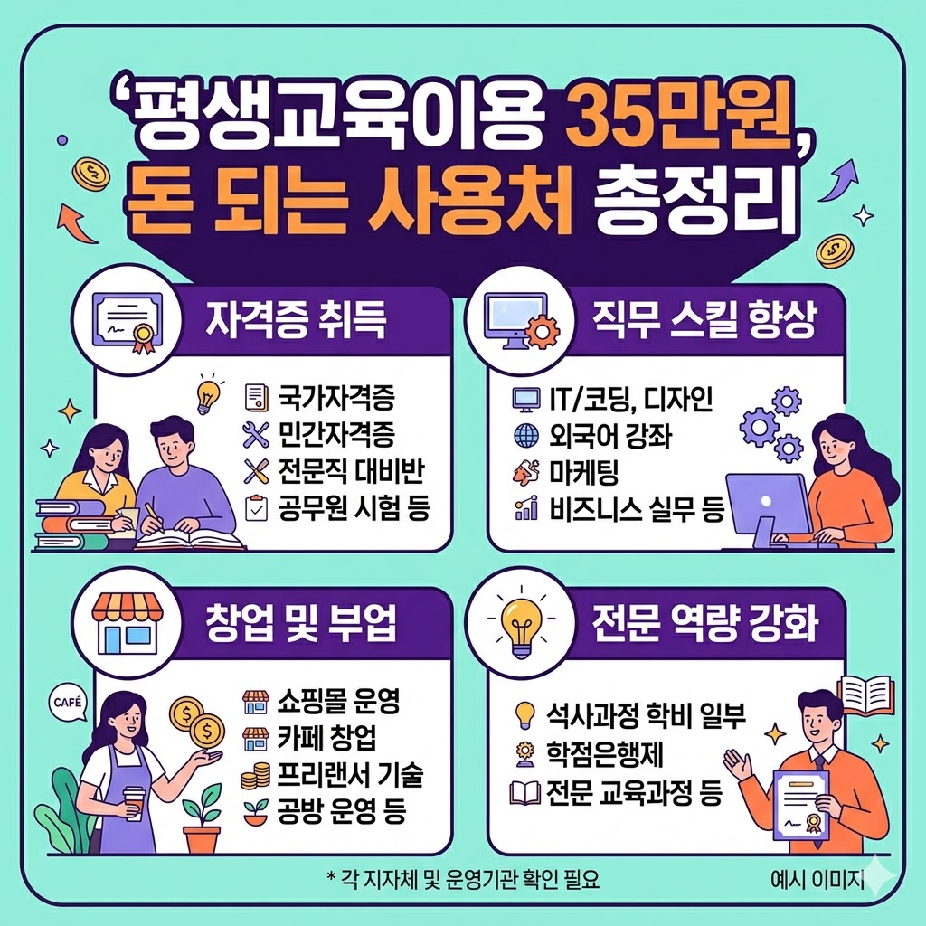 평생교육이용 사용처 추천 및 돈 되는 자격증 TOP 5 (인강 결제 팁)