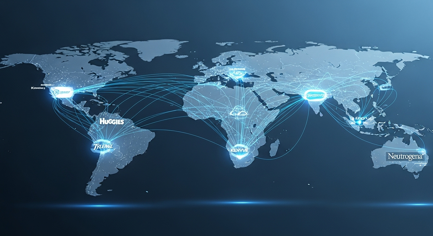 킴벌리클라크와 켄뷰의 통합된 글로벌 유통 및 마케팅 채널이 전 세계를 연결하며 시너지를 창출하는 역동적인 네트워크.