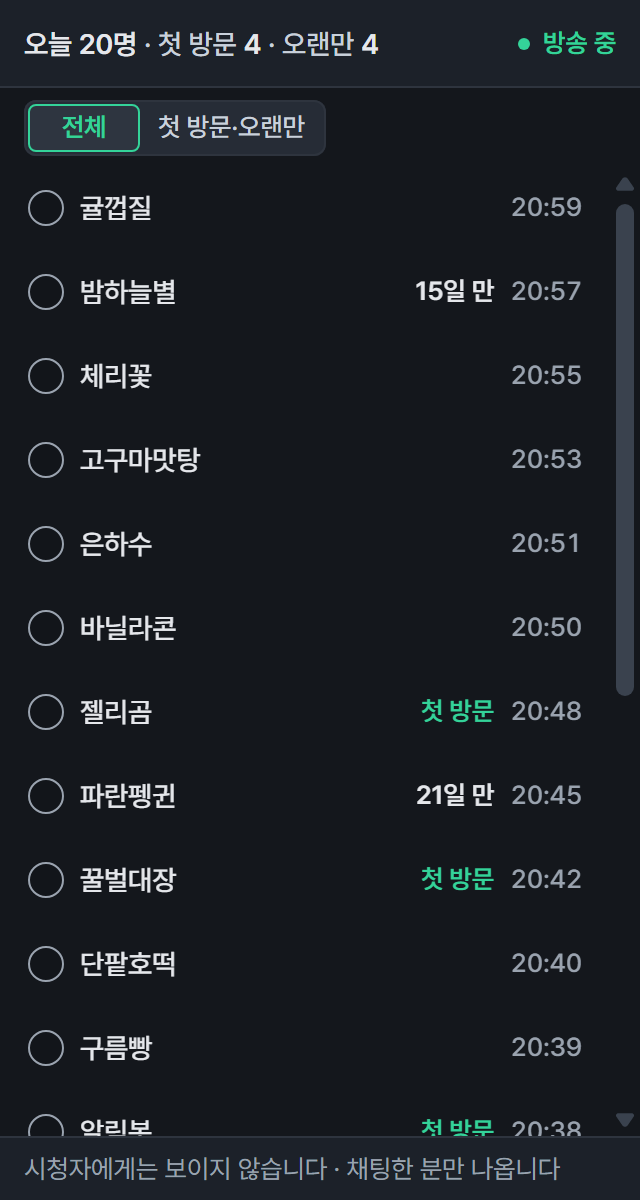 OBS 브라우저 독으로 띄운 아인 출석부 &mdash; 폭 320