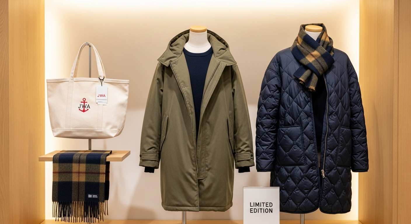 JW 앤더슨 콜라보 제품 중 인기 있는 아우터와 가방 등 악세사리
