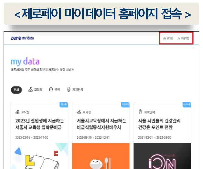 제로페이 마이데이터 페이지