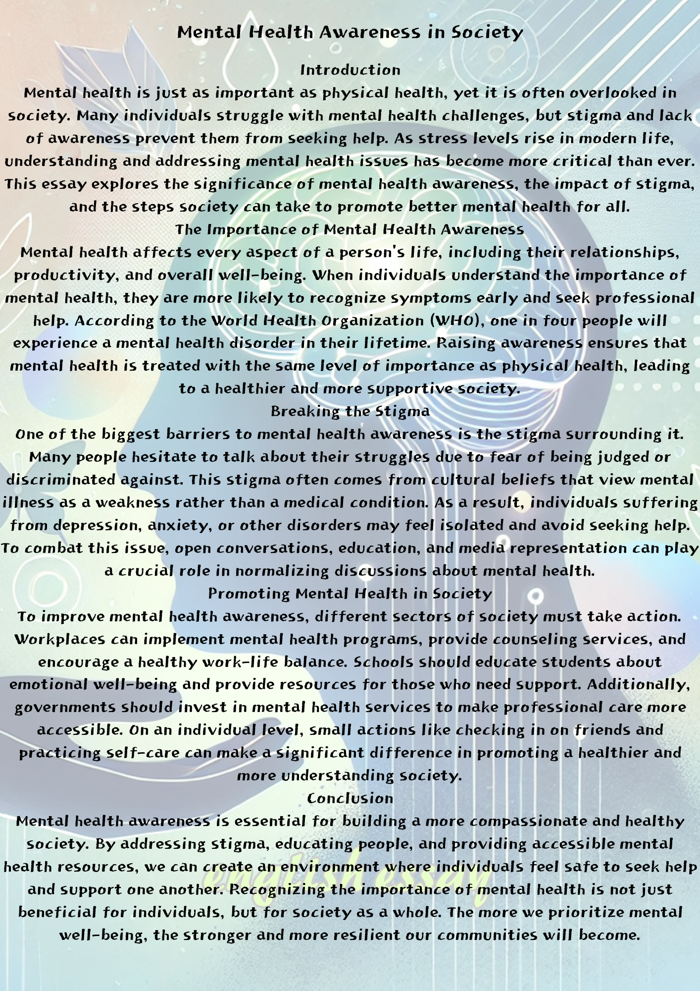 Mental Health Awareness in Society